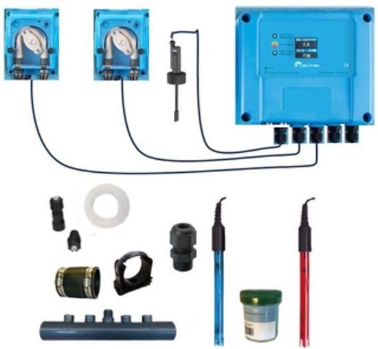 POOLTRONICS Automatisch pH & Chloor Doseersysteem Zwembad DISPLAY – Zwembad Waterbehandeling – pH Redox Controller – Automatische Dosering – Zelfbouwpakket Met Flow Switch