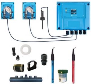 POOLTRONICS Automatisch pH & Chloor Doseersysteem Zwembad DISPLAY – Zwembad Waterbehandeling – pH Redox Controller – Automatische Dosering – Zelfbouwpakket Met Flow Switch