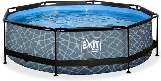 EXIT Stone Frame Zwembad ø300 - Opzetzwembad - met Filterpomp - Rond - Grijs