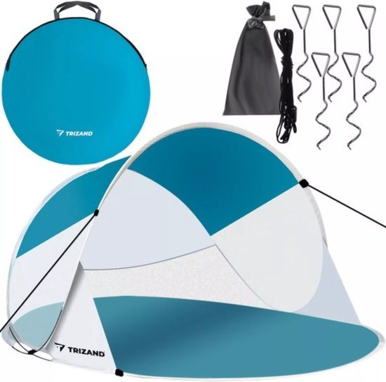 Trizand Pop-up Strandtent - 190x120x90cm - Met Mugennet - Ideaal voor Stranduitjes