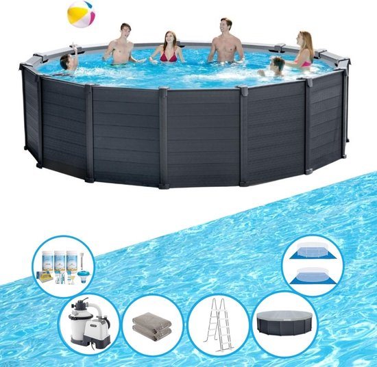 Intex Zwembad Graphite Grey Panel - Rond zwembad 478x124 cm - 8 personen