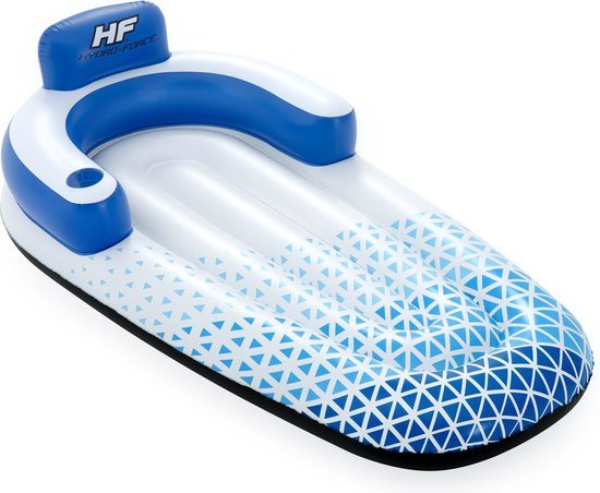 Hydro Force Drijvend Loungebed Float Ligbed Single - 191 x 107 cm - Zwembad Luchtbed - Blauw/Wit