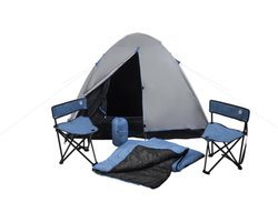 Tent - complete camping set incl. 2 stoelen en 2 slaapzakken - tent 2 persoons - festival