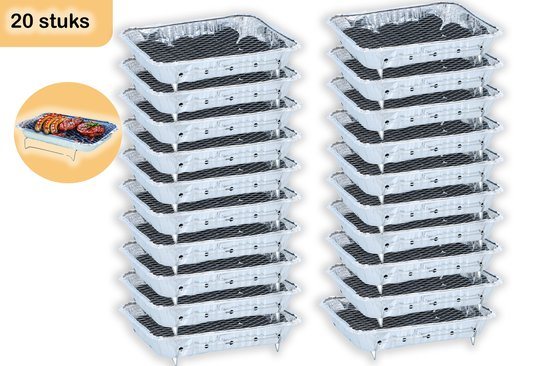 Wegwerp BBQ 20 stuks – Gebruiksklare Barbecue met 600g Houtskool – Instant Wegwerpbarbecue voor Camping, Park en Strand