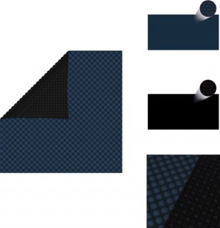 vidaXL Zwembadafdekking - Zwembadafdekkingen - Zwembadfolie - Zwembadfolies - Zwembadfolie solar drijvend 732x366 cm PE zwart en blauw