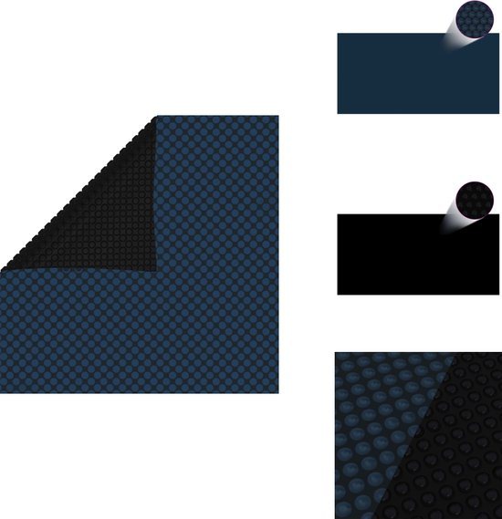 vidaXL Zwembadafdekking - Zwembadafdekkingen - Zwembadfolie - Zwembadfolies - Zwembadfolie solar drijvend 732x366 cm PE zwart en blauw