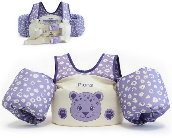 Plonsi Puddle Jumper Panter – Zwembandjes – Zwemvest – Reddingsvest Kind - Kinderen van 2 tot 6 jaar - 15 tot 30 kg – Drijfvest – Zwemvleugels – Zwemmen – Swimtrainer – Zwemgordel – Zwemkurk - Verstelbaar – Beige – Dubbele Sluiting – One Size
