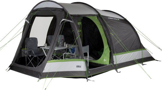 High Peak Tunneltent Meran 4.0, 4 persoons, 1,9 m stahoogte, 4.000 mm waterdicht, verduisterde binnentent