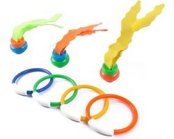 Set van 7x stuks gekleurde duikspeeltjes van kunststof - Zwembad speelgoed - Waterspeelgoed - Duikspeelgoed