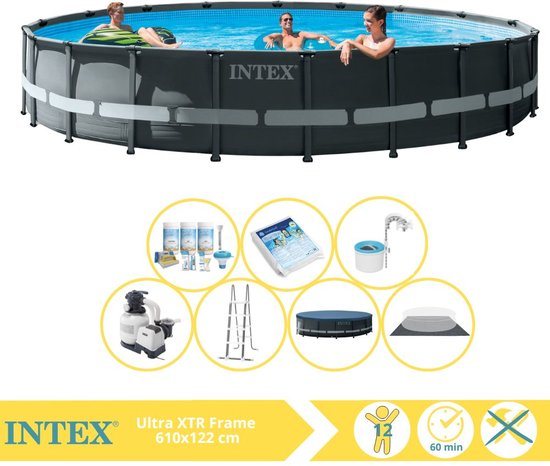 Intex Ultra XTR Frame Zwembad - Opzetzwembad - 610x122 cm - Inclusief Onderhoudspakket, Glasparels en Skimmer