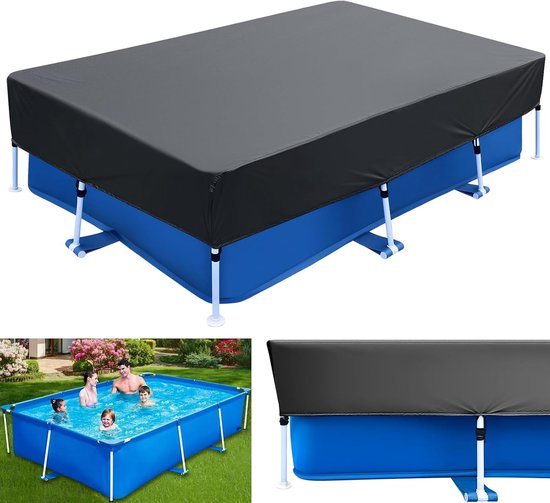 Zwembadhoes - 1 stuk - Zwembadaccessoires - 220 x 150 cm - Rechthoekig - Beschermhoes voor zwembad - Geschikt voor zomer en winter - Zonnescherm voor rechthoekige zwembaden - Zwart