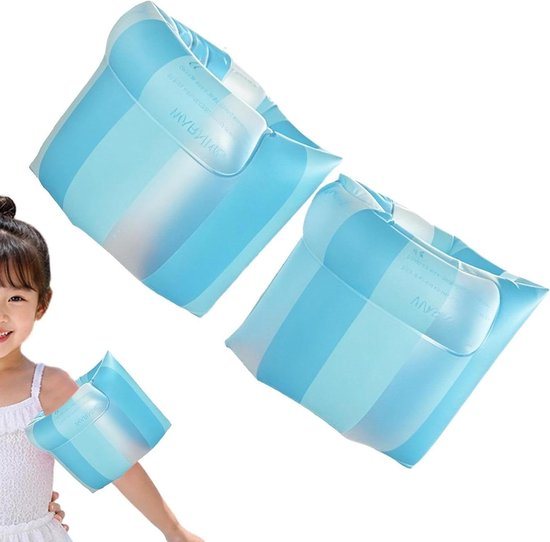 Kinderen Arm Drijvers - Zwembandjes Zwemband - Veilig Zwemmen Leren - Verstelbaar Drijfvermogen - 1 Paar - Blauw Gestreept
