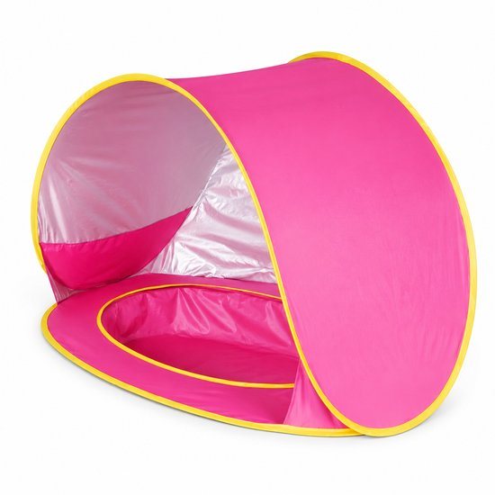 Baby Strandtent met Zwembadje – Pop-up Zonnetent met UV50+ Bescherming – Opvouwbare Strandtent voor Baby & Peuter – Inclusief Draagtas – Roze
