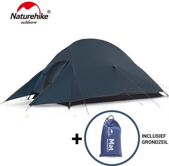 Naturehike Cloud Up 2 Upgraded – 2 persoons lichtgewicht tent – Waterdichte kampeertent – 20D 4000MM – Inclusief grondzeil – Outdoor trekking – Navy Blue