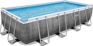 Bestway Power Steel - Opzetzwembad inclusief filterpomp en accessoires - 549 x 274 x 122 cm - Rattanprint - Rechthoekig