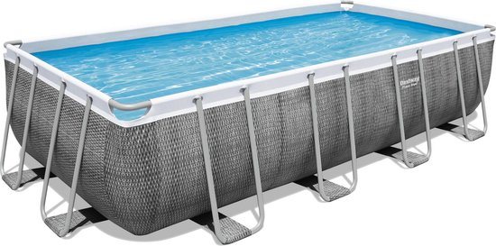 Bestway Power Steel - Opzetzwembad inclusief filterpomp en accessoires - 549 x 274 x 122 cm - Rattanprint - Rechthoekig