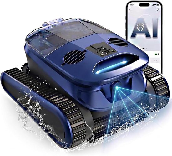 EVERCROSS BOT draadloze Zwembadstofzuiger, 10400mAh accu voor lange looptijd, 4 intelligente reinigingsstanden, dubbel filtersysteem, wandklimmen en waterlijnreiniging, Sonar+IMU slimme routeplanning, geschikt voor alle zwembadvormen tot 300㎡