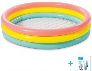 Intex - Opblaaszwembad - Sunset Glow Pool - Zachte opblaasbare bodem - Vanaf 2 jaar - Ø 114 x 25 cm inclusief reparatiesetje