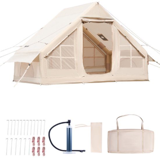 ElevateCommerce – Opblaasbare Kampeertent 3x2,1 m | Snelle Installatie met Handpomp | 300D Oxford Tent | Inclusief Kachel Jack & Accessoires
