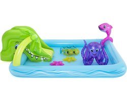 Bestway Kinderzwembad met Glijbaan - Incl. Opblaas Waterspeelgoed - 239 x 206 x 86 CM - 308 L - Waterdieren
