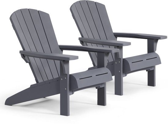 Keter Troy Adirondack Tuinstoel - 2 stuks - 81x93x96,5cm - Grijs