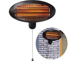 Cheqo® Wand Terrasverwarmer - Muurmontage - Terras Verwarmer Muur - Terras Heater - Elektrische Kachel - Bijverwarming - 3 Warmtestanden tot 2000W