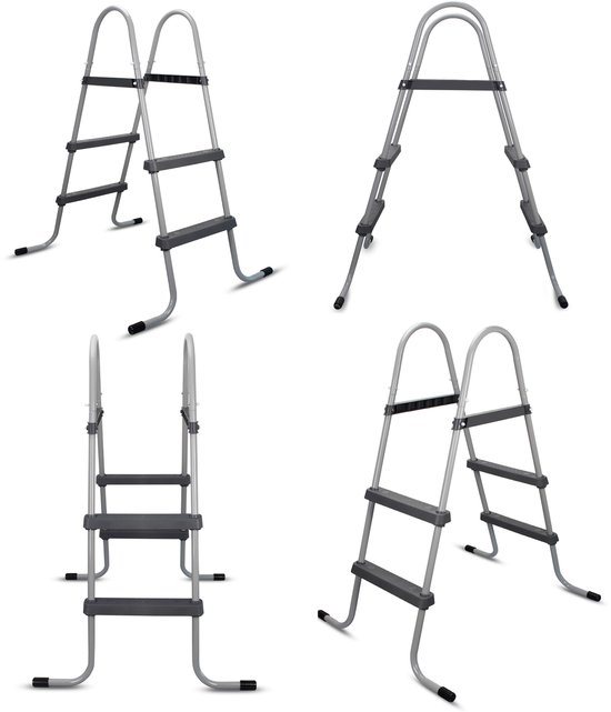 COIL Zwembadladder Dubbelzijdig - voor een zwembad met een hoogte van maximaal 84 cm – Antislip Zwembadtrap voor Opzetzwembad – Max. 150 kg