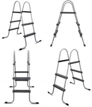 COIL Zwembadladder Dubbelzijdig - voor een zwembad met een hoogte van maximaal 84 cm – Antislip Zwembadtrap voor Opzetzwembad – Max. 150 kg