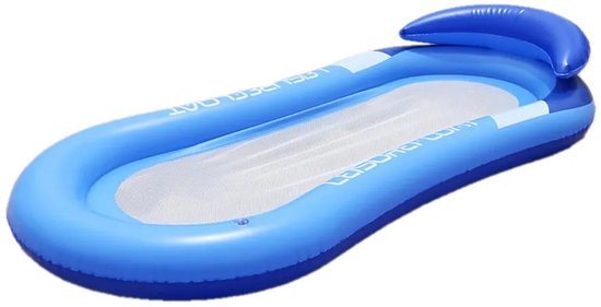 Luxe Waterhangmat XL - 160 x 90! - Aqualounge - Aqua lounge - Water Luchtbed - Pool Float - Aqua Hammock - Zwembad Drijver - Opblaasbaar Matras - Luchtmatras Zwembad - Luchtbed - Water Speelgoed - Zomer Speelgoed - Zwembadspeelgoed - Donker Blauw