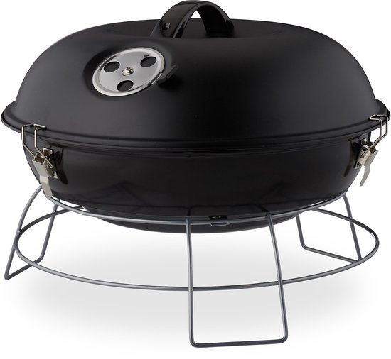 kogelbarbecue draagbaar - met deksel - voor houtskool - Ø36 cm - zwart