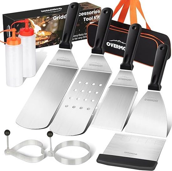 Barbecue-accessoires, roestvrij staal, hoogwaardig BBQ-bestek, met draagbare opbergkoffer, perfecte barbecue-gereedschapsset voor mannen, met vleesthermometer, cadeau,