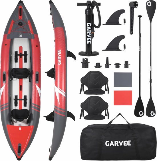 Opblaasbare Kajak 2 Personen - Complete Set incl. Peddels, Pomp & Draagtas - Kano - 204 kg Draagvermogen - 381x95x42 cm