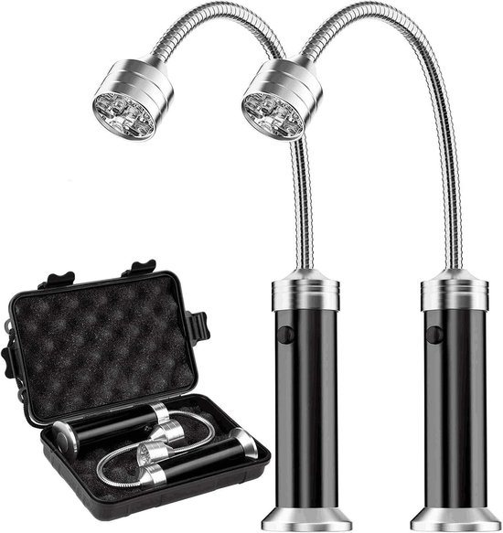 Sander Shop Barbecuelamp, magnetische grilllamp, BBQ-lichtset, outdoor barbecue-accessoires, werkt op batterijen, 360 graden draaihoek, 2 stuks, zwart