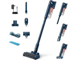 Philips Steelstofzuiger met Dweilfunctie XC5141/01 Aqua - Draadloos en Zonder Zak - Zuigmond met LED Verlichting - Kruimeldief - Batterijduur tot 60 min - Lichtgewicht - Blauw