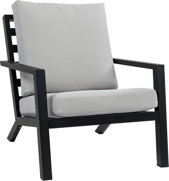 Loungestoel Bezano | Matt Black/Off White | Aluminium