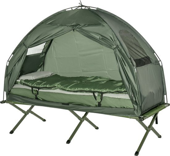 Outsunny - Kampeertent set - Draagtas - incl. Voetpomp - Donkergroen