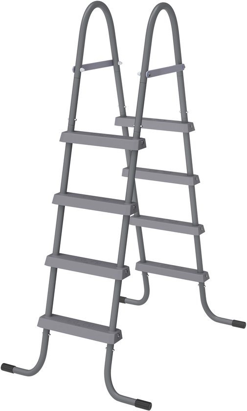 Opstap Trap met Leuning 4 Treden - Vrijstaand & Antislip - Stevige Metalen Trap voor Tuin, Terras of Thuis & Zwembad - Belastbaar tot 130 kg