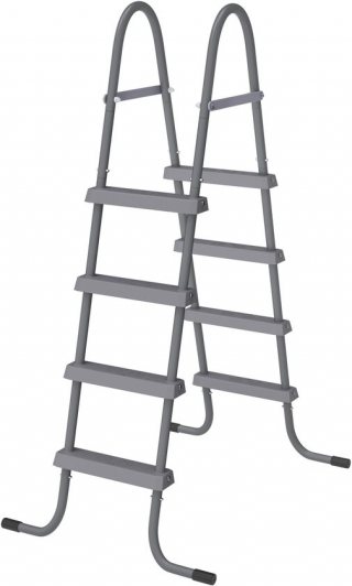 Opstap Trap met Leuning 4 Treden - Vrijstaand & Antislip - Stevige Metalen Trap voor Tuin, Terras of Thuis & Zwembad - Belastbaar tot 130 kg