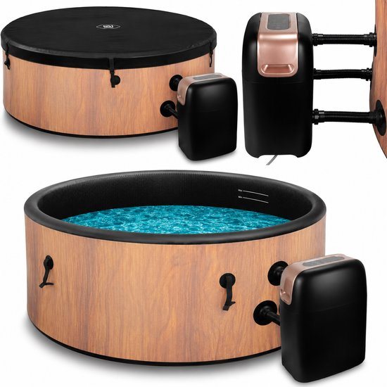 COIL Bains een remous, Tuin SPA, opblaasbare buiten-SPA - 6 personen, houtlook, duurzaam DWF-materiaal, snel opblaasbaar, wellness-hydromassage, Tahiti