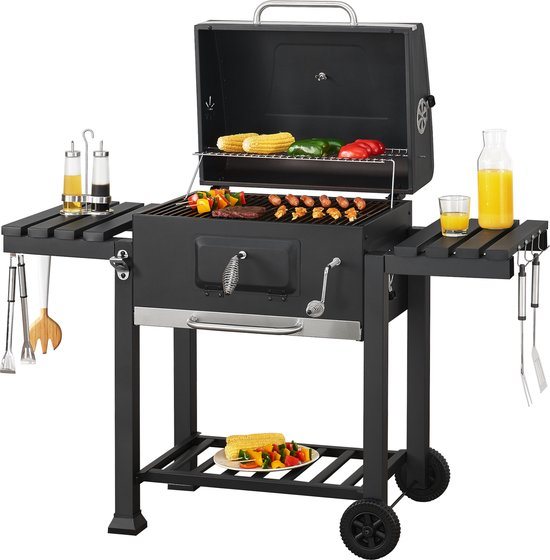Houtskool BBQ Arnad met deksel 105x135x47,5 cm zwart casa.pro