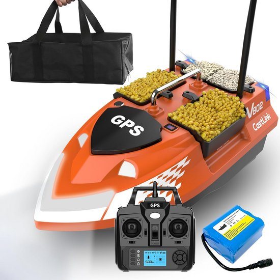 RC Visboot - Lokaas Boot - Vissen Vervoeren - GPS Navigatie - 48 x 26.4 x 27 cm - Oranje