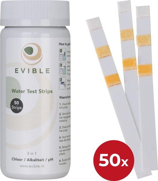 Evible - Teststrips Zwembad & Jacuzzi - 50 Stuks - pH, Chloor & Alkaliteit
