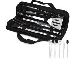 Famanu - Barbecue Gereedschapset, Roestvrij Stalen Accessoires Met Opbergzakken, Geweldige Cadeauset, Professionele Grillgereedschap Voor Halloween En Kerstmis