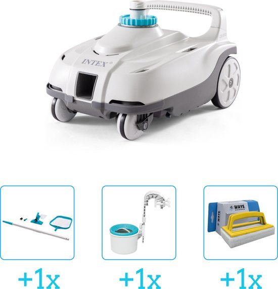 Zwembadonderhoud - Intex Zwembad stofzuiger ZX100 - Automatisch - 28006 inclusief Schoonmaakset - Skimmer en Scrubborstel - 4-delig - Geschikt voor alle type zwembaden - Zwembadstofzuiger