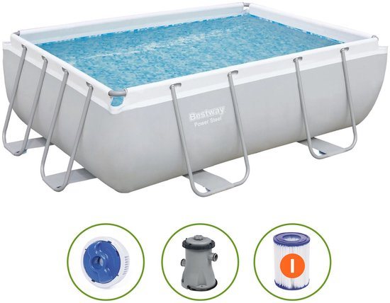 Bestway - Power Steel - Opzetzwembad inclusief filterpomp - 282x196x84 cm - Rechthoekig