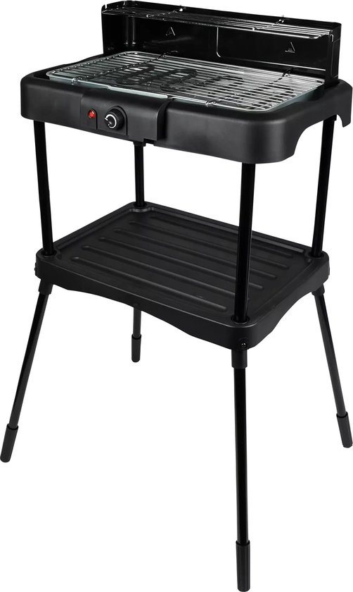 Benson Elektrische 2-in-1 BBQ - Binnen en buiten - Traploze thermostaat - Windscherm - 39x23 cm