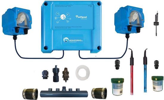 POOLTRONICS Automatisch pH & Chloor Doseersysteem Zwembad met WIFI – Zwembad Waterbehandeling – pH Redox Controller – Automatische Dosering – Zelfbouwpakket Met Flow Switch