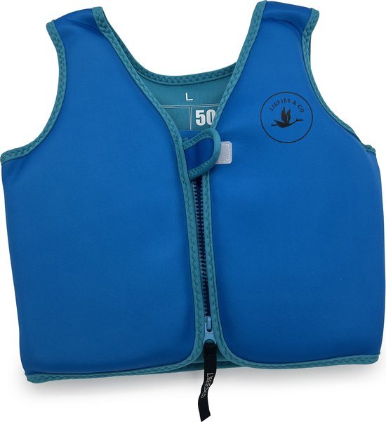 Liefjes & Co Baby -Zwemvest - Drijfvest kind - Blauw - Maat L - Zwemvest 4/5/6 Jaar Drijfpak - Drijfhulpmiddel - UPF50+ Zonbescherming