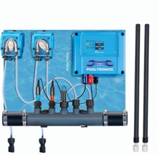 POOLTRONICS Automatisch pH & Chloor Doseersysteem Zwembad DISPLAY – Zwembad Waterbehandeling – pH Redox Controller – Automatische Dosering – Voorgemonteerd Met Flow Switch / Level Switch