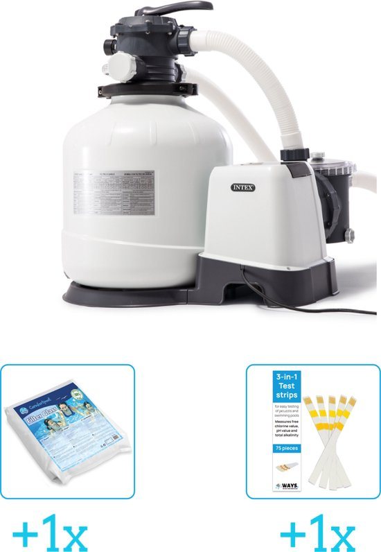 Intex 26652GS Zandfilterpomp - SX3200 - 10.000 liter per uur inclusief Comfortpool Glasparels - Voor Filterpomp - 20kg (1 stuks) & WAYS Testrips (1 stuks)
